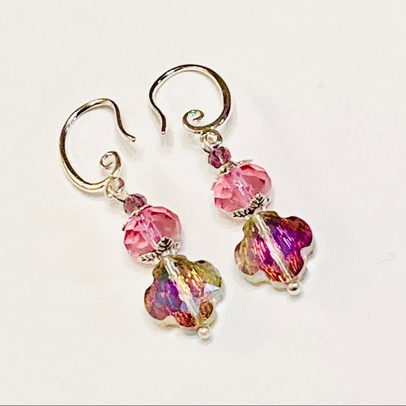 JK Designs Jewelry - Pretty Pink Tiaria Crystal Earrings